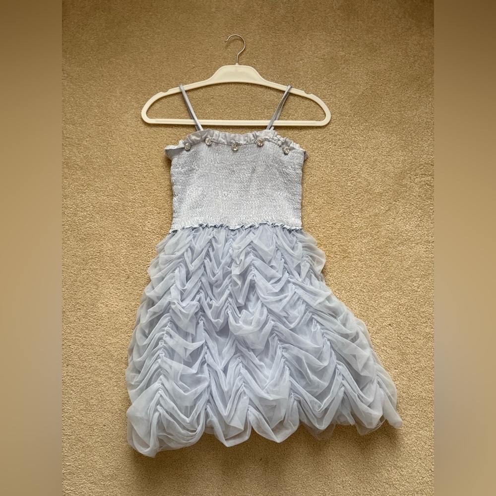 Ooh! La, La! Couture Silver Ruffled Tulle Party Dress